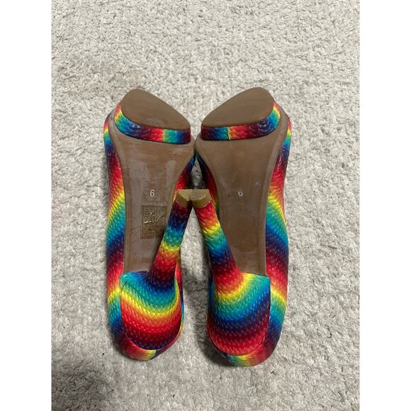 Jeffrey Campbell Bullet Platform Heels Womens Sz 6 Rainbow LGBTQ Pride Handmade - Picture 5 of 13